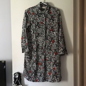 ZADIG & VOLTAIRE Blue Red + White Silk Floral RAIS Mini Dress S